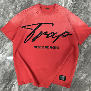 High Quality t-shirts vintage wash for men custom unisex oversized luxury sun faded rhinestone <b>tshirt</b> - Product Image 1