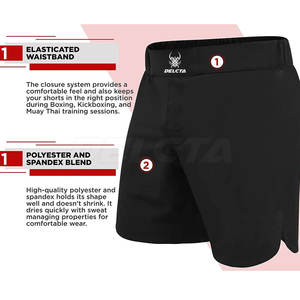 Fabricación de Pantalones Cortos de MMA de Color Sólido de Marca Privada en Pakistán, Pantalones Cortos de MMA Resistentes - Product Image 2