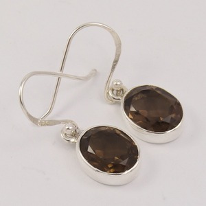 Pendientes colgantes de piedras preciosas de cuarzo ahumado, pendientes de piedra de Plata de Ley 925 para mujeres y niñas, pendientes con joyería de sello 925 - Product Image 6