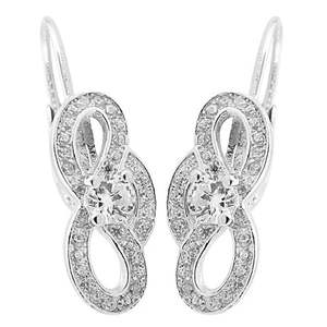 ต่างหูคริสตัลแบบก้านสำหรับผู้หญิง เครื่องประดับเงินแบบเรียบหรู - Product Image 1