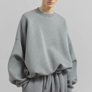 Pull ras du cou vintage 100% en coton pour hommes Streetwear personnalisable manches baggy surdimensionnées motif solide couleur d'impression personnalisée - Product Image 3