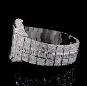 Personalizado Lujoso Baguette Moissanite Diamante Tachonado Movimiento de Cuarzo Esqueleto Cuadrado Iced Out Hip Hop Reloj Para Hombres Mujeres - Product Image 3