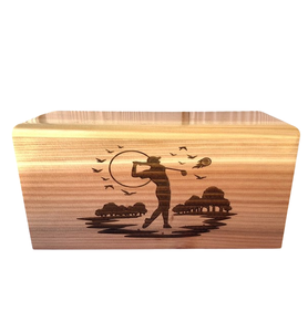 Urna Funeraria de Madera Roja para Adultos, Urna con Tema de Golf para Golfistas, Urna de Madera de Haya para Cremación de Adultos - Product Image 1