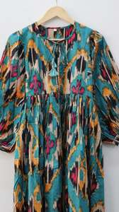 Mini robe mi-longue en coton de haute qualité pour femmes, tenue décontractée à imprimé floral longue et naturelle pour un usage quotidien en été - Product Image 2