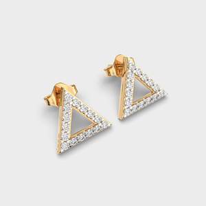 Pendientes de Triángulo Geométrico con Diamantes Chapados en Oro de 18K, Minimalistas, para Uso Diario, Unisex - Product Image 3