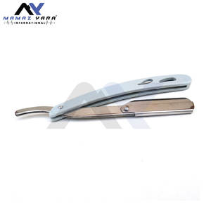 Navajas de barbero de acero inoxidable con bloqueo giratorio para afeitar bigote y barba, navaja de afeitar recta plegable con soporte para cuchillas, para barbería y salón - Product Image 4