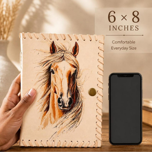 Journal en cuir personnalisé, carnet fait main sur mesure, illustration de cheval imprimée UV, agenda en cuir, cadeau pour lui et pour elle - Product Image 5
