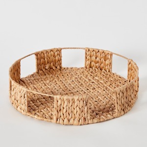 Bandejas para dulces y té hechas de jacinto de agua, precio al por mayor, bandeja redonda tejida a mano para servir - Product Image 3