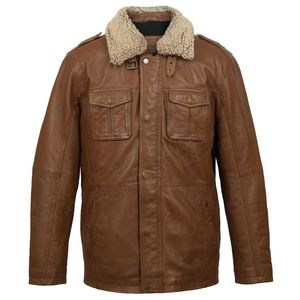 Veste en cuir et toile marron foncé vintage avec logo brodé personnalisé, coupe décontractée, respirante, séchage rapide, pour homme, idéale pour l'hiver - Product Image 4