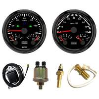 Set 2 Gauge Murah 85mm (3 3/8") untuk Chevrolet 12V GPS Speedometer 200MPH Odometer Tachometer 8000RPM Pengukur Bahan Bakar/Suhu Air 40-120 Suhu Oli