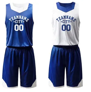 Kualitas tinggi seragam sublimasi cetak Logo reversibel baru kaus basket pakaian santai baju olahraga seragam basket murah