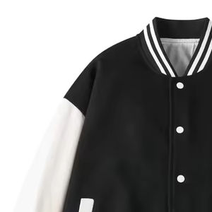 แจ็คเก็ตวาร์ซิตี้แบบยูนิเซ็กซ์ สไตล์ฮิปฮอป สำหรับฤดูหนาว ผ้าแคนวาส ตกแต่งด้วยลายปะติดด้านหน้า พร้อมออกแบบลายของคุณเอง - Product Image 4