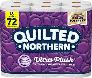 Quilted Northern Ultra Plush <b>Toilet</b> <b>Paper</b>, 18 Mega Rolls = 72 Regular Rolls, <b>3</b>-<b>Ply</b> Bath Tissue - Product Image 3