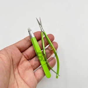 Pince à épiler en acier inoxydable avec revêtement en poudre personnalisé, pointe inclinée, pour la mise en forme des sourcils, avec ciseaux à ressort, logo personnalisé - Product Image 5