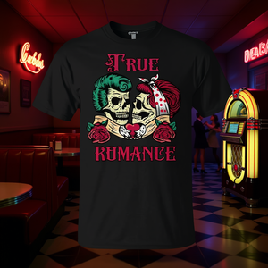 Camiseta Rockabilly con Estampado de Calavera y Tatuaje de Rock, Estilo True Romance, Producto Promocional - Product Image 3