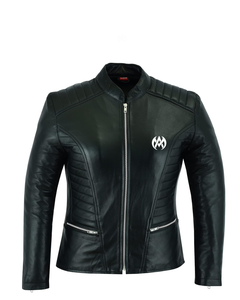 เสื้อแจ็คเก็ตหนังลำลองสำหรับผู้หญิงหนังแกะสัมผัสนุ่มหนังแท้เสื้อโค้ทสไตล์นักขี่มอเตอร์ไซค์หนังแท้สีดำหนังแท้ - Product Image 1