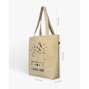Sac fourre-tout Birdsong City en cuir PU avec fermeture éclair, doublure en coton, couleur unie brodée, pour toutes les saisons - Product Image 3