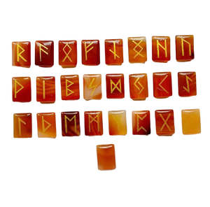 Juego de Runas de cristal caído en bruto de ágata cornalina roja, piedra de energía Wicca Natural, adivinación, intuición, meditación, protección vikinga - Product Image 2