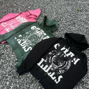 Sudadera con Capucha para Hombre, Logotipo Personalizado, 500 Gsm, Gruesa, Corta, con Cremallera, Estilo Vintage, Lavado Ácido, con Parches Bordados - Product Image 2