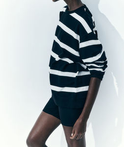 เสื้อสเวตเตอร์แบบสวมหัวของผู้หญิงเสื้อสเวตเตอร์แบบสวมหัวผ้าคอตตอนนิ่มพิเศษดีไซน์ซับลิเมชันไหล่สีพื้นซักด้วยหมึก - Product Image 2