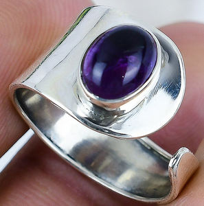 Bague en argent sterling 925 faite à la main bague en argent plaqué argent vintage pierre précieuse améthyste naturelle bague en argent plaqué vintage de luxe - Product Image 4
