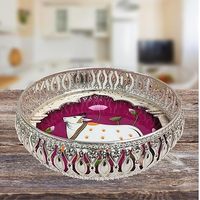Plateau en argent allemand Pichwai de 8 pouces en gros pour cadeau de Diwali, cadeau de mariage et décoration intérieure