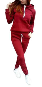 Vente en gros de survêtements 2 pièces en polaire rose personnalisés pour femmes, coton décontracté, logo anti-technique, OEM disponible - Product Image 2