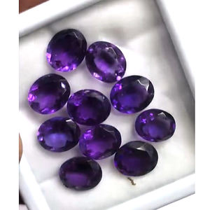 พลอยอเมทิสต์ธรรมชาติ10ชิ้น12x10มม. รูปไข่42ซม. พลอยสีม่วงคุณภาพสูงพลอยตัดรูปวงรีเรา $40สำหรับทุกคน - Product Image 1