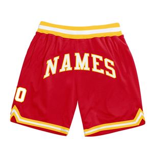 Industrie Direct Engro Sportswear Cómodo personalizado Rojo Blanco-Oro Auténtico retroceso Pantalones cortos de baloncesto - Product Image 1