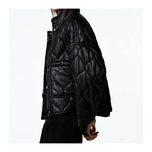 <b>Women's</b> Customizable <b>Leather</b> <b>Bomber</b> <b>Jacket</b> High Quality Breathable Full Sleeve Winter Motorcycle <b>Jacket</b> with Letter Decoration - Product Image 3