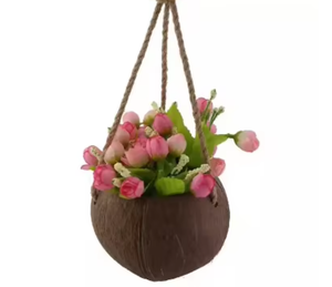 Vase décoratif avec coquille de noix de coco Décoration intérieure écologique faite à la main pour intérieurs de style naturel et tropical - Product Image 5