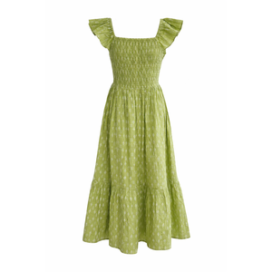 Vestido Midi Transpirable con Cuello Cuadrado y Estampado Floral, con Dobladillo con Volantes, Estilo Vintage, de Malla, para Fiestas de Otoño, Disponible en Talla XS - Product Image 6