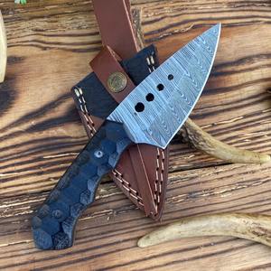 Couteau à lame EDC tactique de chasse en acier Damas forgé à la main avec gaine en cuir couteau de Cowboy de nouvelle conception pris en charge par l'OEM - Product Image 4