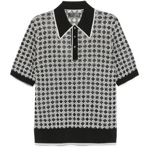 Alta calidad 100% algodón hombres verano para Polo manga corta tejido bordado Diseño negro acanalado puños dobladillo frontal - Product Image 1