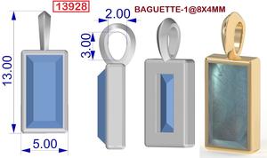 Pendentif unisexe romantique en argent sterling plaqué or avec rubis naturel de 13 mm en forme de baguette, signe du zodiaque du cancer, mois de naissance de juillet - Product Image 6