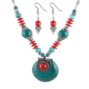 Beadside bohème Vintage chrétien religieux collier ensemble perles rouges et chaînes plaquées rhodium alliage bijoux pour Parties-1105909C - Product Image 1