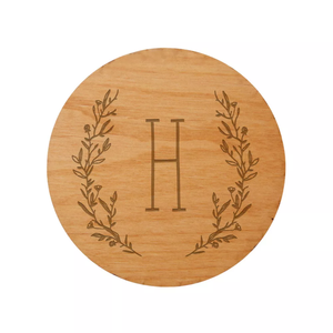Tienphong Wholesale 2025 Bamboo Wood Round Farmhouse Floral Personalized with The Letters <b>Initial</b> Wood <b>Coaster</b> - Product Image 6
