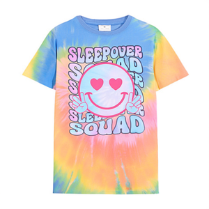 T-shirt tie-dye Sleepover Squad à manches courtes en coton à col rond unisexe pour adolescents - Product Image 3