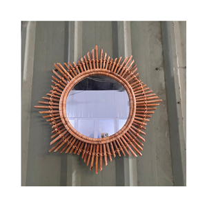 Rattan <b>mirror</b> decorative oval wall accent, <b>wicker</b> frame and glass panel, hallway or bathroom decor, made in Vietnam, Premium - Product Image 5