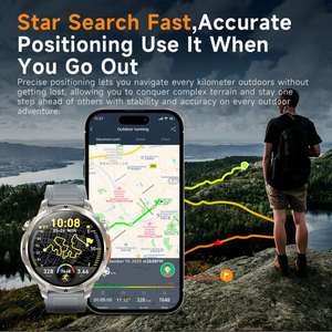 สมาร์ทวอทช์ MK100 หน้าจอ AMOLED 1.7 นิ้ว ตัวเรือนโลหะ สายยาง GPS ระบบระบุตำแหน่ง Beidou วัดอัตราการเต้นของหัวใจ เครื่องนับก้าว ตรวจจับการนอนหลับ สำหรับทุกเพศ - Product Image 3