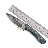 Couteau de chasse et de survie d'extérieur à lame fixe fait main en acier Damas 192 couches, manche en Micarta, 58-62 HRC – Offre Spéciale Damas – Meilleures Ventes
