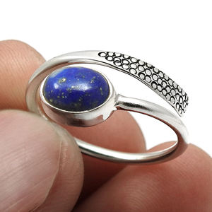 Anillos de diseñador hechos a mano de lapislázuli azul real hermoso de Plata de Ley 925 a precio de fábrica al por mayor del fabricante OEM - Product Image 2