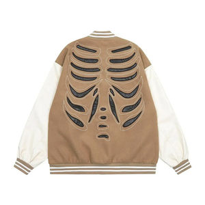 Chaqueta de calle estilo Skelton OEM para hombre, chaqueta universitaria de lana personalizada de calidad superior con cuello levantado, manga larga, cálida y transpirable - Product Image 6