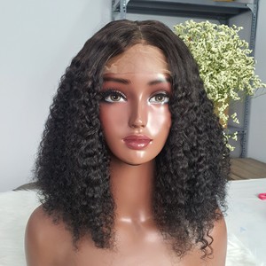 Pelucas sin pegamento cabello humano de Camboya rizado birmano rizado agua rizada paquetes de corte pixie pelucas para mujeres negras señoras pelucas - Product Image 1