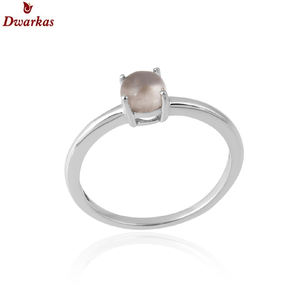 Anillo de piedras preciosas de cuarzo rosa de Plata de Ley 925 de diseño clásico para la última joyería de diseño simple - Product Image 1