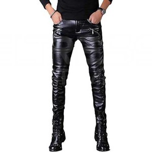 Pantalones de hombre rectos curvos a rayas 100% Material de alta calidad pantalones de cuero para hombre al por mayor pantalones de cuero originales para hombre - Product Image 6