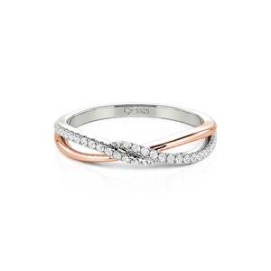Jeulia Infinity Twist Two-Tone Pave Wedding Band with Oval Zircon - Product Image 1