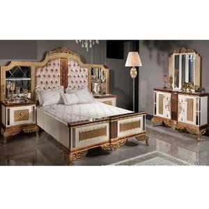 Lit pliant California King en bois massif sculpté à la main, style russe de luxe, ensemble de chambre à coucher, exportations DST, prix de gros pour les États-Unis, en vente - Product Image 1