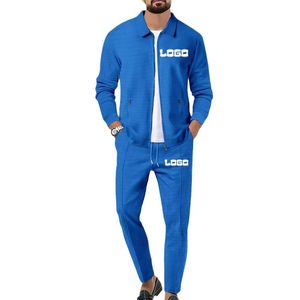 Survêtements de qualité supérieure en tissu gaufré à fermeture éclair, lavage à l'acide, 2 pièces, unisexe, respirant, léger, sportif, personnalisé - Product Image 2