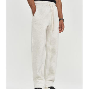 Gran oferta, Pantalones rectos para correr para hombre, pantalones largos de algodón de cintura alta, pantalones transpirables, informales, de Color sólido, tejido no tejido - Product Image 6